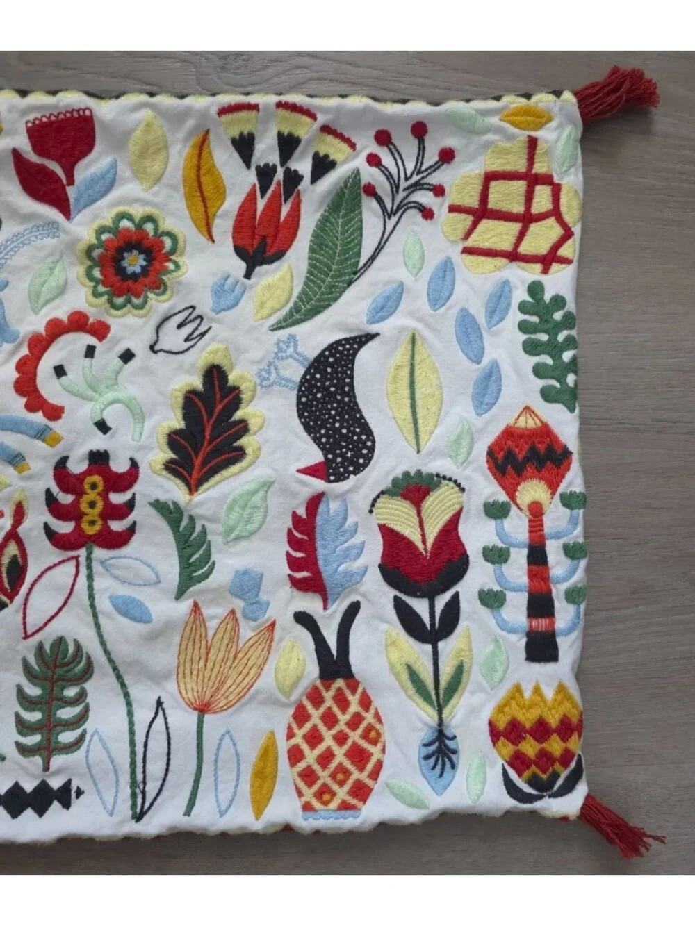 IKEA Rödarv Embroidered Scandinavian Folk Art Cushion Pillow Cover 16x26